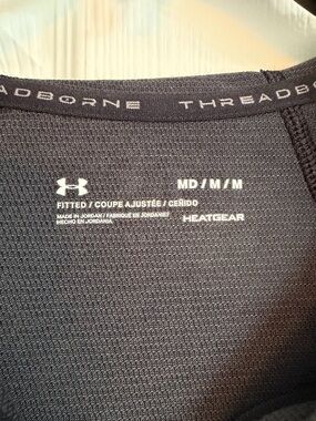 Under Armour Black HeatGear Fitted Top with White Logo